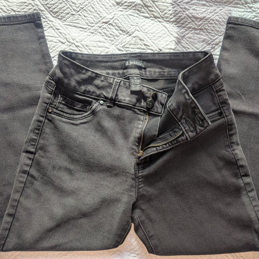 D Jeans Jeans Womens,10,Black Skinny Petite Slim Denim Pants Dark Wash Casual